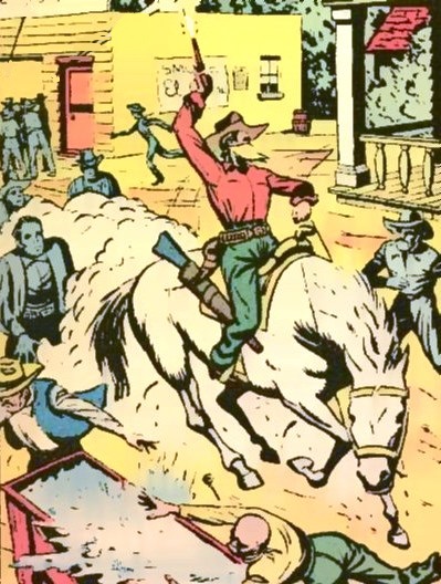 Em sua primeira aventura nos quadrinhos John Wayne enfrenta o impiedoso bandido Black Jack!